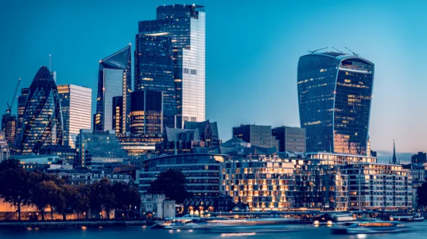 city of london skyline with skyscrapers
